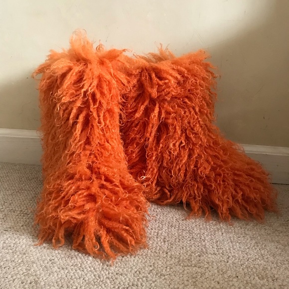 Shoes - Crazy Fuzzy Orange Boots